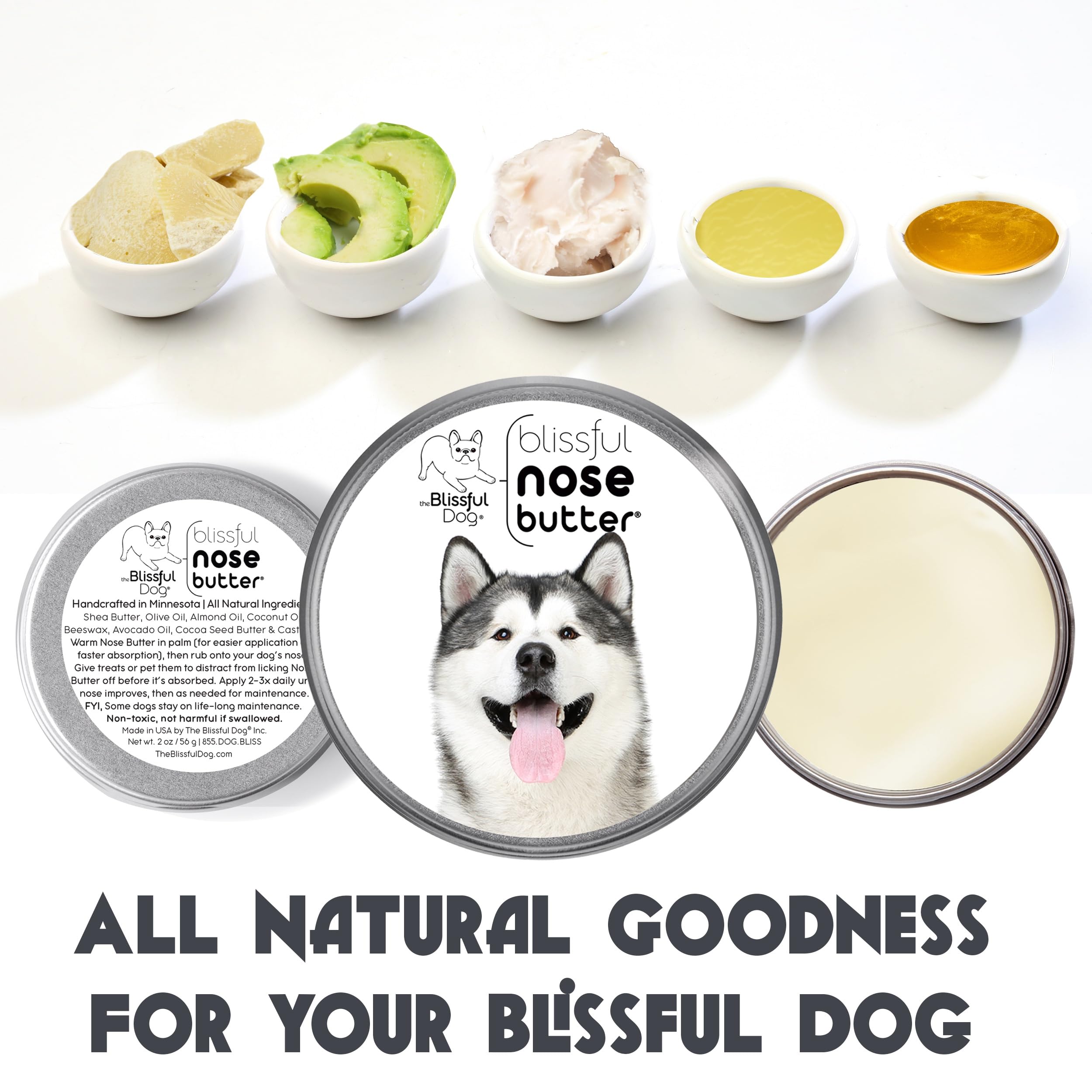 The Blissful Dog Malamute Unscented Nose Butter - Dog Nose Butter, 2 Ounce